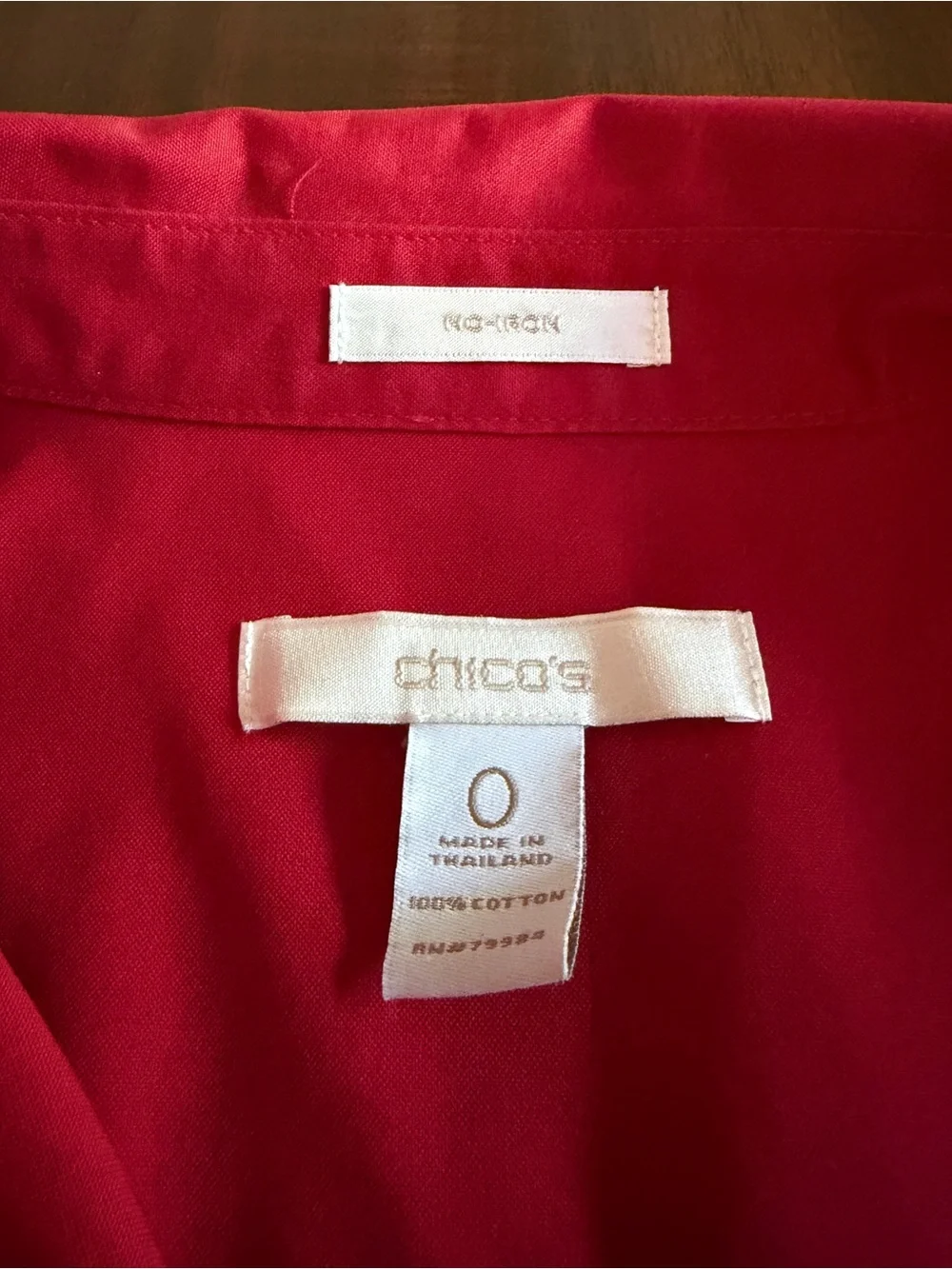 Chico's Vibrant Red Button-Down Collared Top - Picture 3 of 6